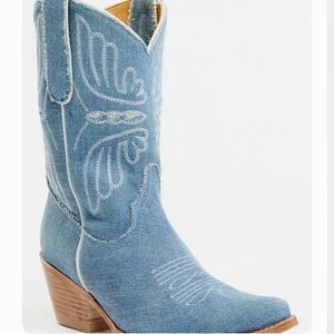 Men's Blue Denim Western Boots (8)